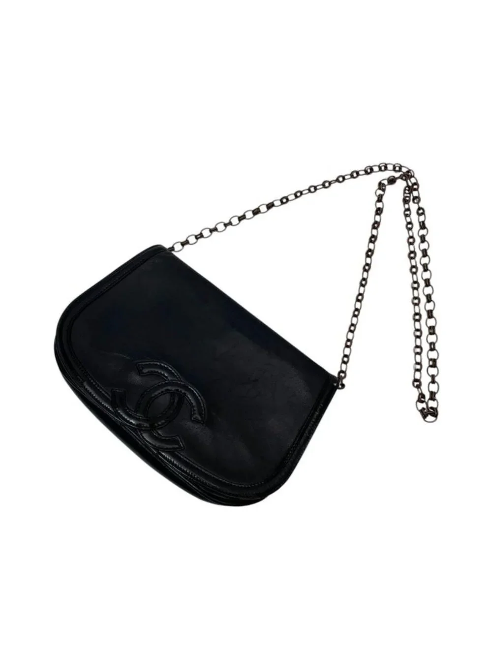 Chanel Lambskin CC Logo Chain Shoulder Bag Black